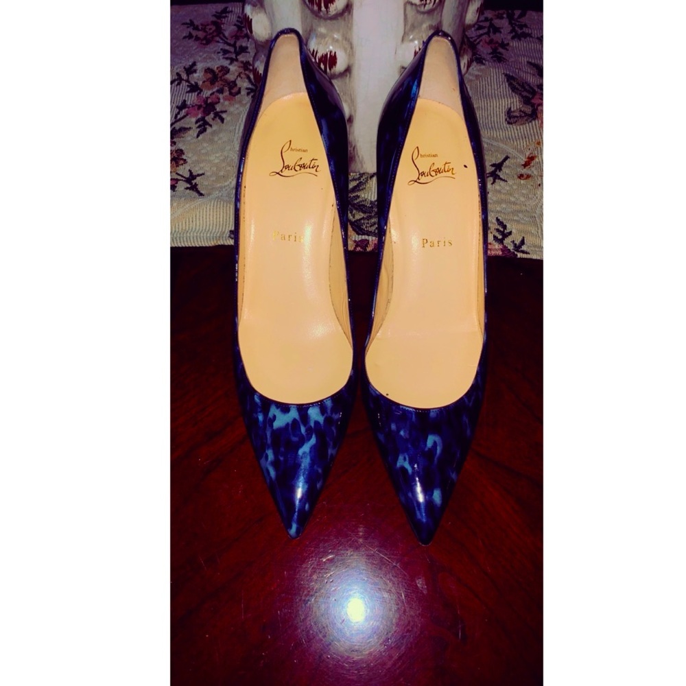 Christian Louboutin Décolleté 554 Night Blue Tartaruga Pump 70mm